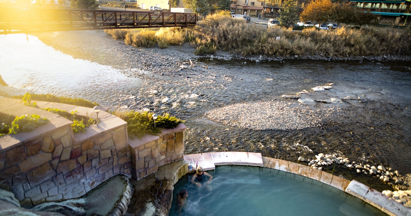 overlooking a river at sunset