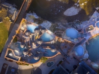 The aerial view of the hot spring pools at The Springs Resort