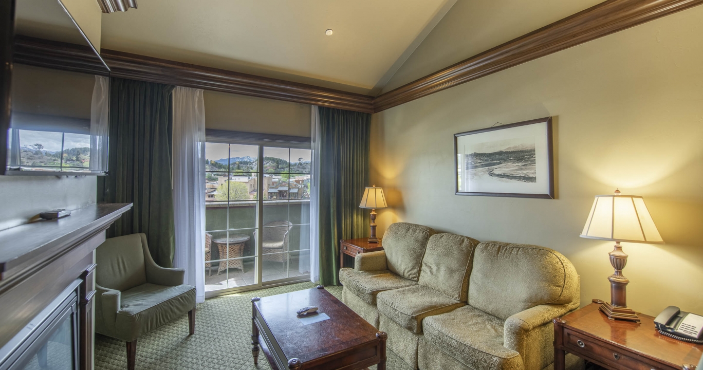 Front shot of the living room area in the Condo Suite