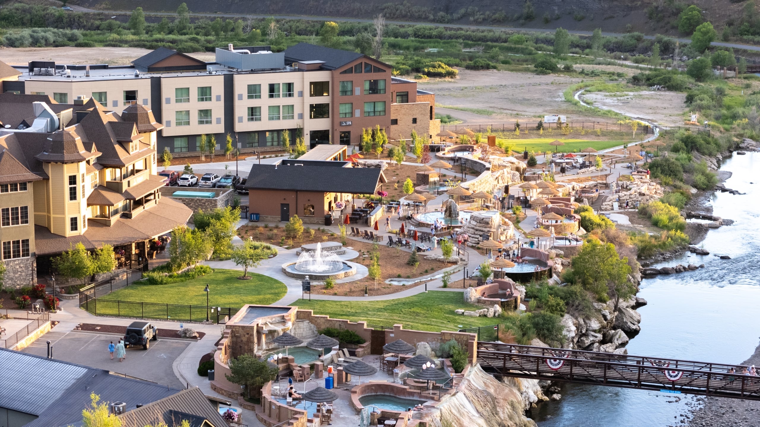 A resort complex with hot springs, including a 