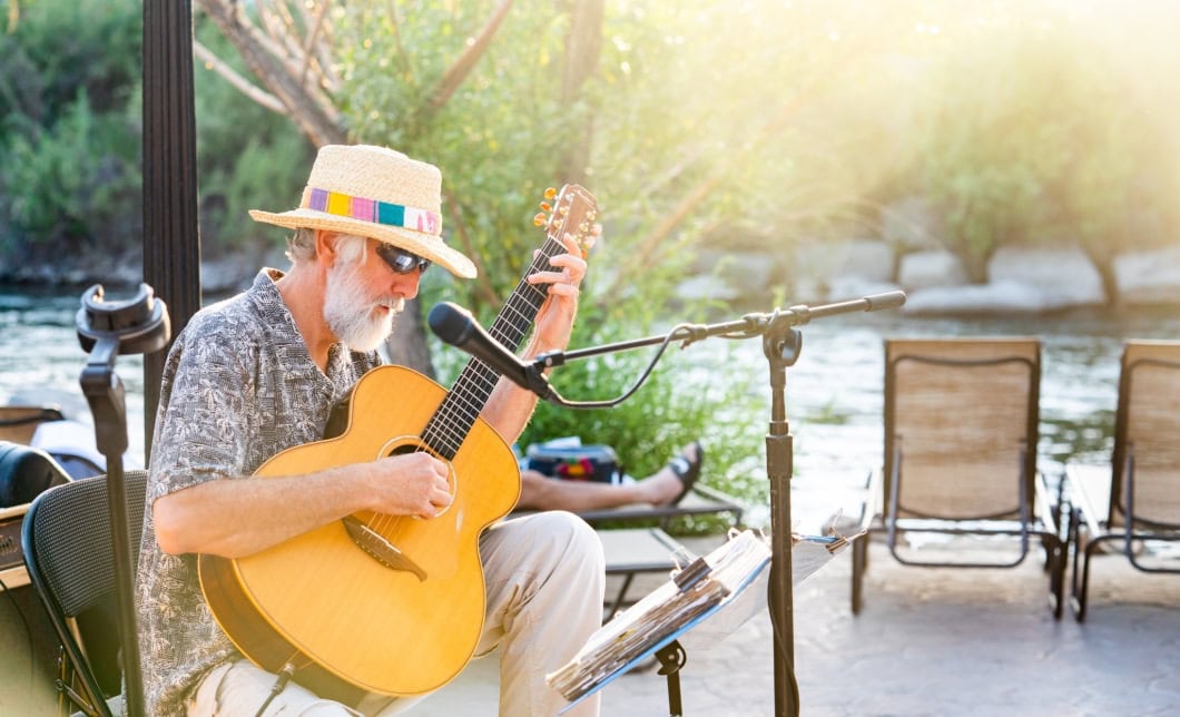 Acoustic music by the pools at the springs resort