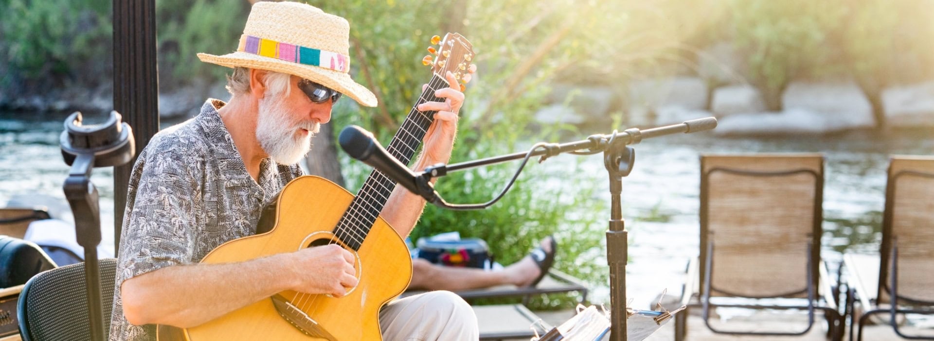 Acoustic music by the pools at the springs resort