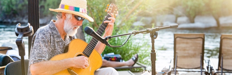 Acoustic music by the pools at the springs resort